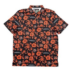 Reyn Spooner NFL Cincinnati Bengals All Over Golf Performance Polo Shirt Mens L